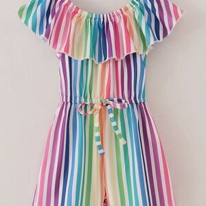 Colorful Striped Kids Shorts Romper